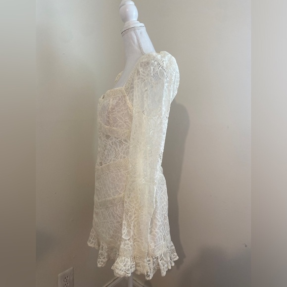 For Love and Lemons Cleo Mini Lace Dress in Ivory Size XL NWT - Picture 6 of 14